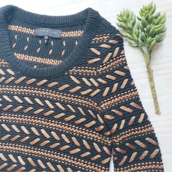 Rag & Bone Black and Gold Scoop Neck Sweater - Picture 6 of 8